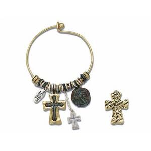 NEW DIVINITY women's mixed metal the lords prayer cross charm bracelet in multi